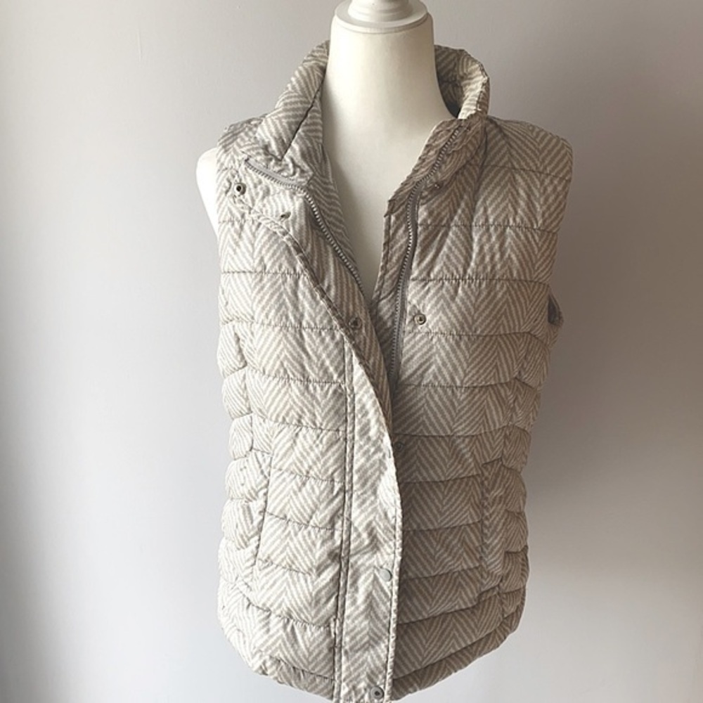 GAP Warmest Puffer Vest GrayHerringbone Size Medium